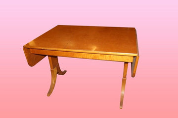 Antico tavolino con alette svedese del 1800 in betulla stile Regency