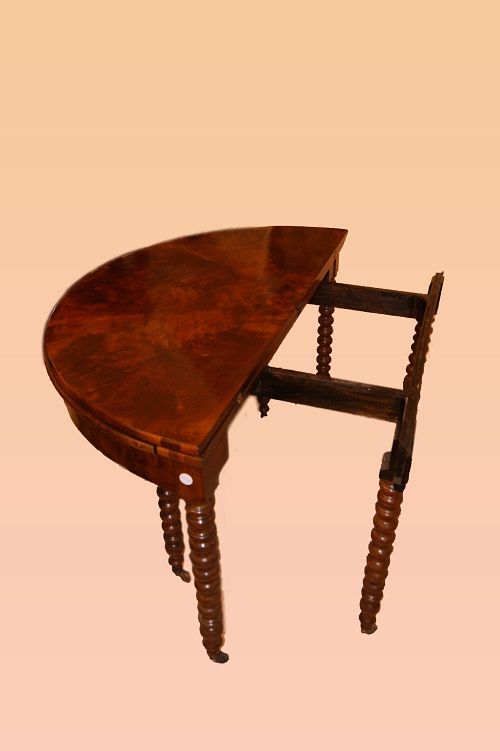 Antico tavolo consolle a mezzaluna allungabile a 3 metri del 1800