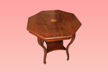 Tavolino ottagonale inglese stile Vittoriano del 1800