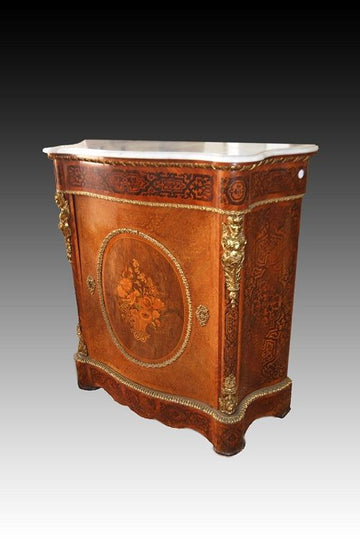 Antica stupenda ricca credenza stile Luigi XV del 1800 con marmo