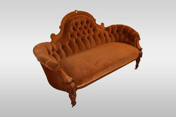 Antique beautiful English sofa from the 1800s, low inlaid Victorian