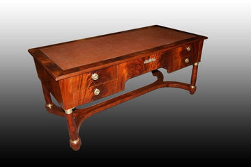 Antique large French diplomatic writing desk from 1800 in mahogany