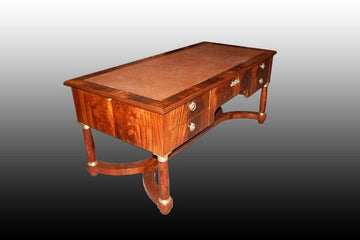 Antique large French diplomatic writing desk from 1800 in mahogany