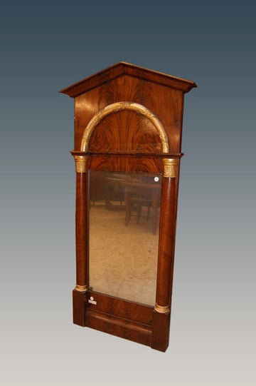 Antica specchiera del 1800 Biedermeier in mogano con bronzi