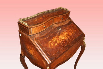 Small French Louis XV style inlaid Bureau Writing desk from 1800