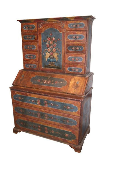 Trumeau credenza italiana tirolese del 1800 riccamente dipinto