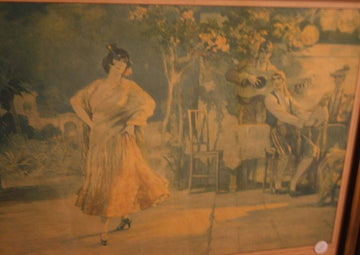 Antica stampa spagnola andalusa del 1800 con personaggi