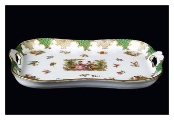 Antique Vienna porcelain tray decorated with gallant scenes