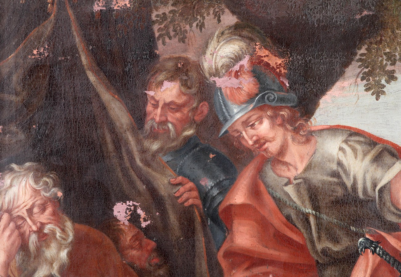 Grande quadro "L'ebrezza di Noè" del 1600 Italiano