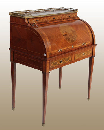 Antique French roller writing desk from the 1800s in Louis XVI style