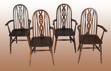 Gruppo di 4 sedie a poltroncina inglesi anni '30