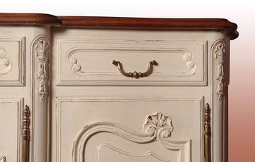 Antique French Shabby Chic sideboard from the early 1900s, white lacquered
