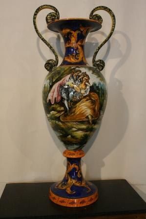 GRANDE VASO INIZIO 900 FRANCIA CERAMICA DECORATA