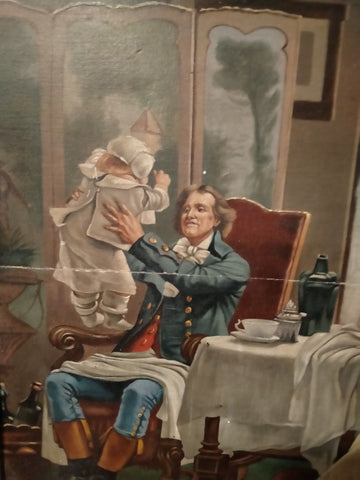 Antique oil on panel by François Flameng interior scene
