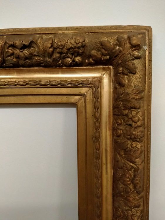 Cornice francese 1800 rettangolare dorata motivo floreale 59x67/31x40
