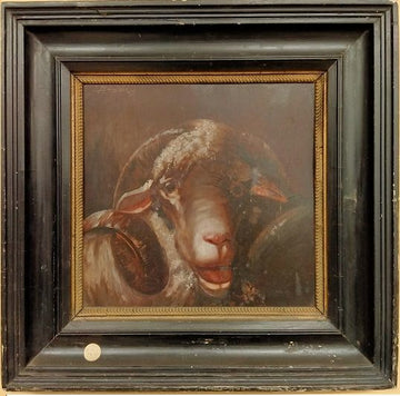 Olio su tavola italiano raffigurnate testa di montone