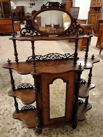 Burr walnut cabinet with carving motifs