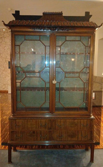 Antica vetrinetta inglese in mogano stile Chippendale, del 1800