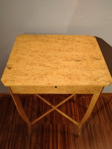 Antique birch Sewing Table from the 1800s in Biedermeier style