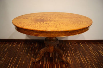 Tavolino ovale in betulla stile Biedermeier