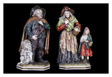 Ancient Italian Capodimonte porcelain sculpture figurines from the 1800s