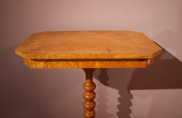 Antico tavolino rettangolare Biedermeier in betulla del 1800