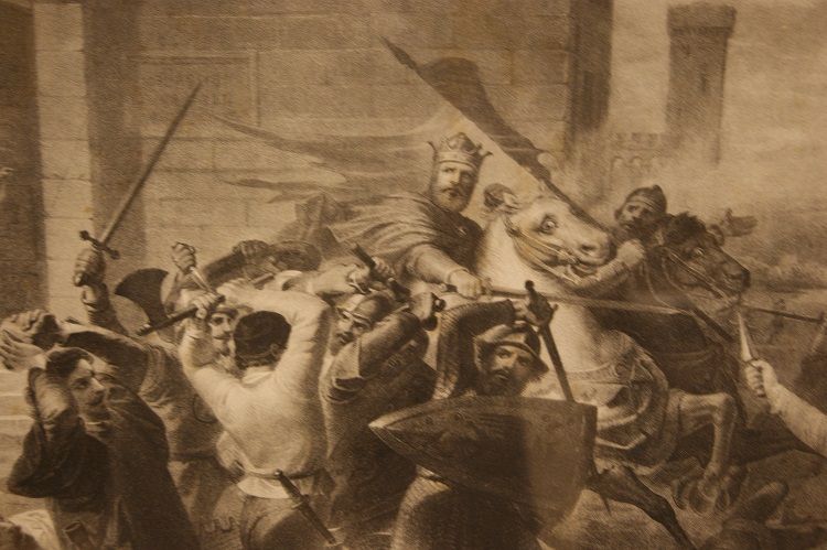 Antica stampa italiana del 1800 La cacciata Barbarossa da Alessandria