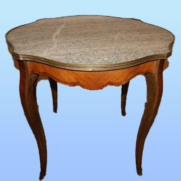 Louis XV coffee table with light marble top