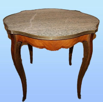 Antico tavolino francese del 1800 stile Luigi XV con piano in marmo