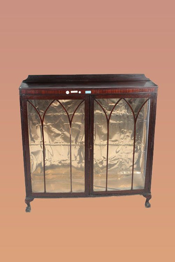 Antica vetrinetta inglese stile chippendale del 1900 in mogano