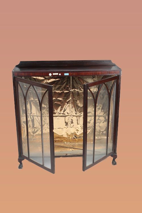 Antica vetrinetta inglese stile chippendale del 1900 in mogano