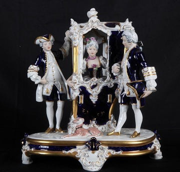 Antique Royal Dux statuette from 1800 depicting characters