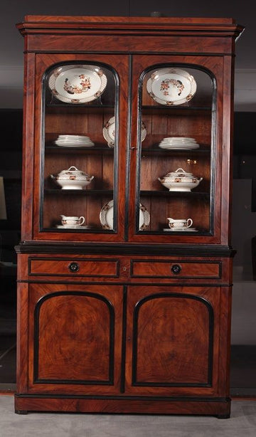 Antica grande credenza vetrina francese del 1800 stile Luigi Filippo