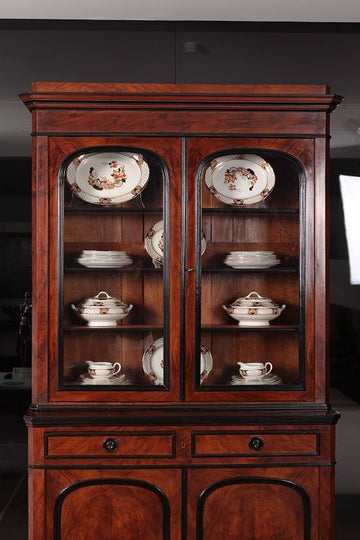 Antica grande credenza vetrina francese del 1800 stile Luigi Filippo