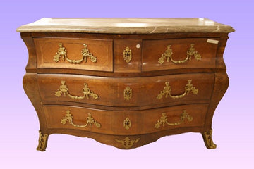 Antico comò francese del 1800 stile Luigi XV con bronzi e marmo