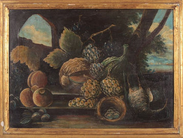 Pair of antique Italian oil paintings from the 1800s depicting Still Life