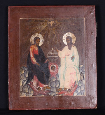 Ancient Eastern European icon from the early 1800s depicting the Madonna and Child