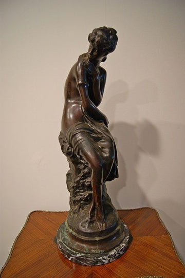 Antique French bronze sculpture from 1900 depicting a woman