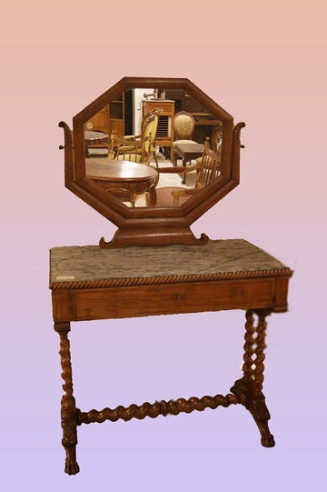 Antica toilette francese del 1800 stile Carlo X in legno di mogano
