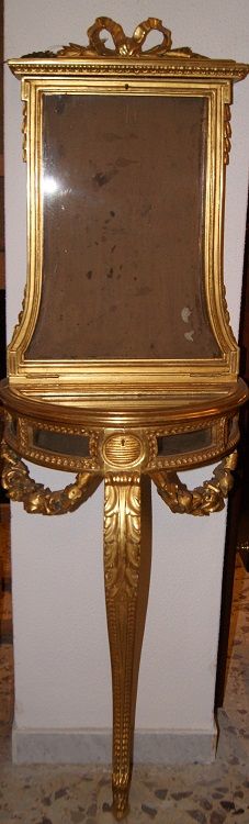 Antique Transition style console table in gilded wood