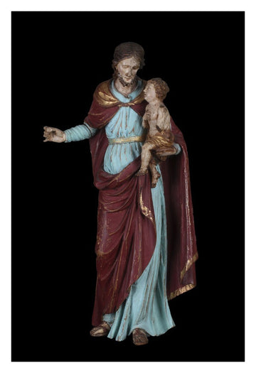 Antica statua in legno di San Giuseppe con Bambino Gesù del 1800