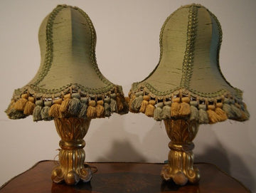 Antique Italian lamps from the 1800s in gold leaf