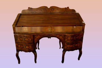 Antique 1700 Louis XV style roller writing desk in walnut root