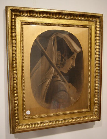 Pastel depicting a woman - Signed