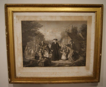 Antica stampa Inglese 1800 The village pastor (Pastore Evangelico)