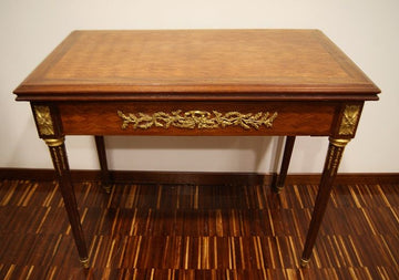 Antique French card table from the 1800s with bronzes