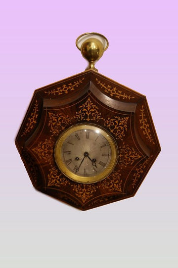 Antique inlaid wall clock from the 1800s French Charles