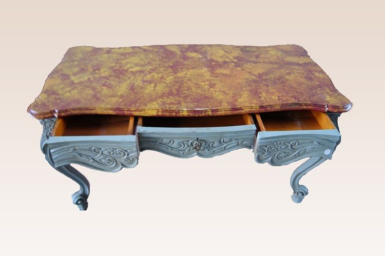 Antico tavolo da centro laccato del 1800 Luigi XV