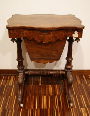 Antique Victorian Sewing Table from the 1800s in briar