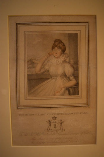 Antique 1700 Engraving of Lady Charlotte Holwell-Carr